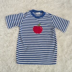 Boys Zucchini Apple Applique Shirt 6 Stripes Back To School